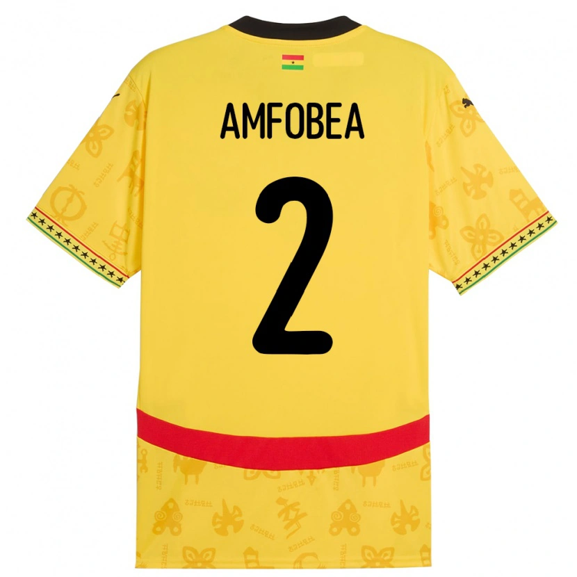 Danxen Femme Maillot Ghana Gladys Amfobea #2 Jaune Tenues Extérieur 24-26 T-Shirt