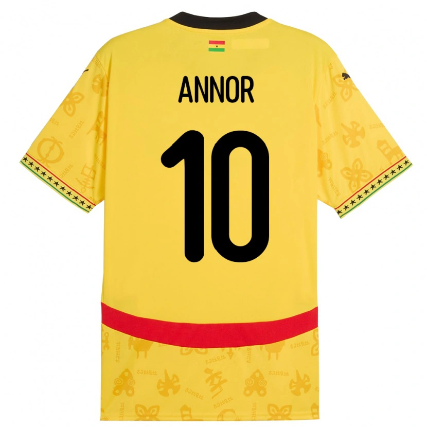 Danxen Femme Maillot Ghana Emmanuel Annor #10 Jaune Tenues Extérieur 24-26 T-Shirt