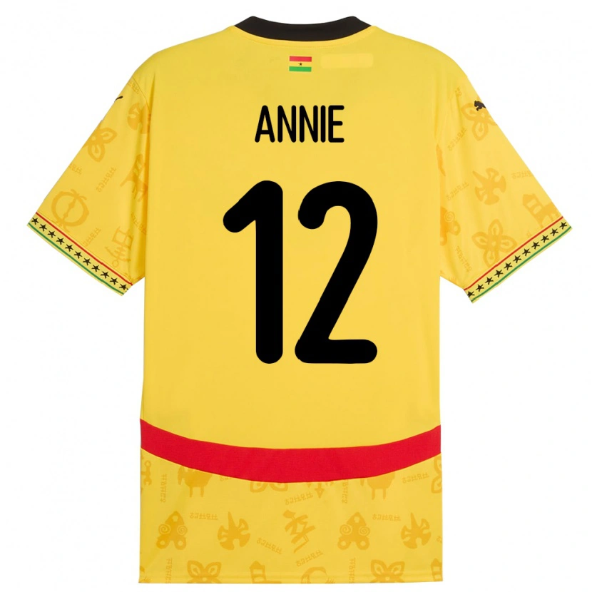 Danxen Femme Maillot Ghana Henrietta Annie #12 Jaune Tenues Extérieur 24-26 T-Shirt