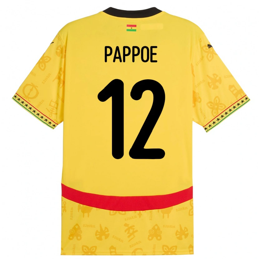 Danxen Femme Maillot Ghana Isaac Pappoe #12 Jaune Tenues Extérieur 24-26 T-Shirt