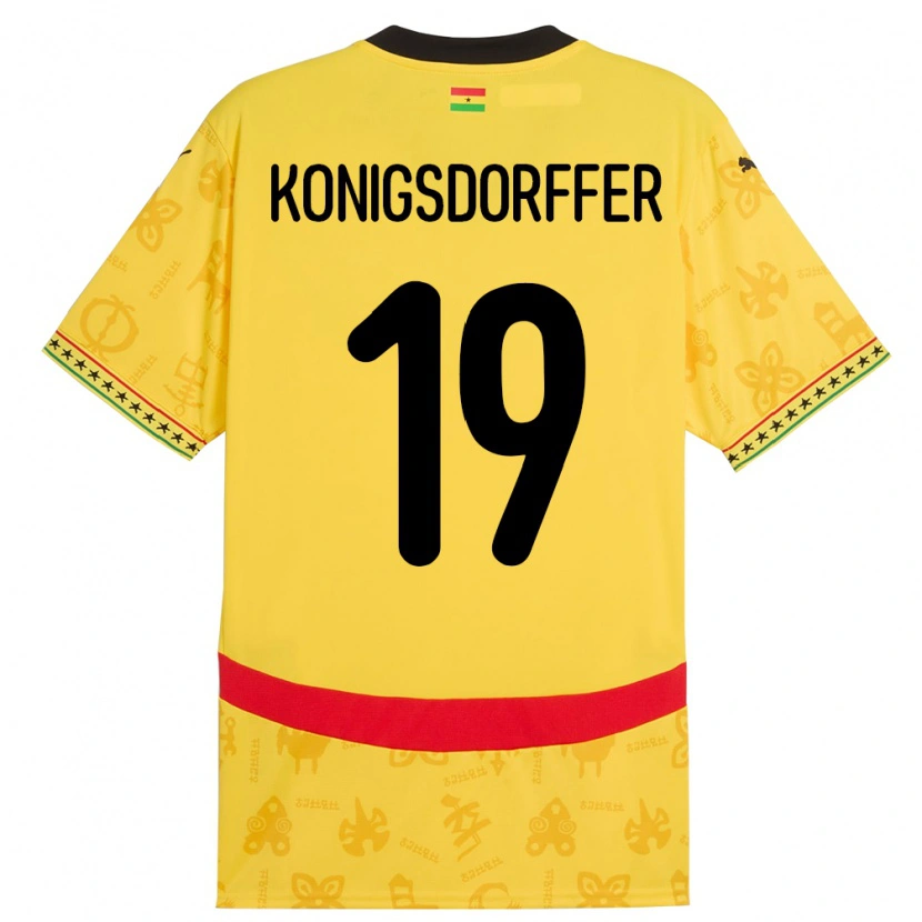 Danxen Femme Maillot Ghana Ransford-Yeboah Konigsdorffer #19 Jaune Tenues Extérieur 24-26 T-Shirt