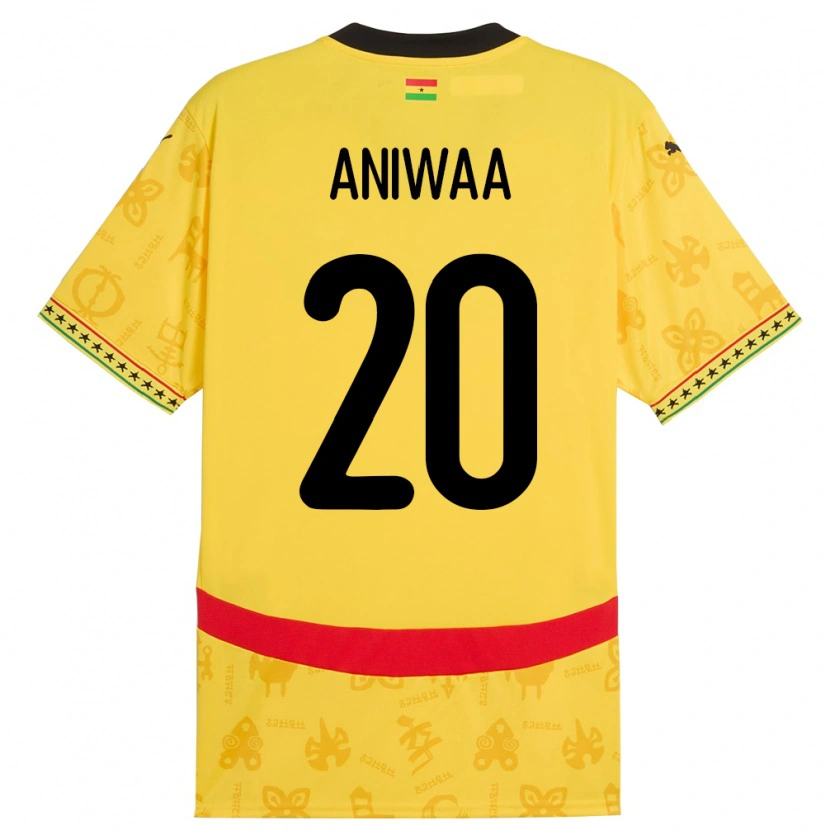 Danxen Femme Maillot Ghana Louisa Aniwaa #20 Jaune Tenues Extérieur 24-26 T-Shirt