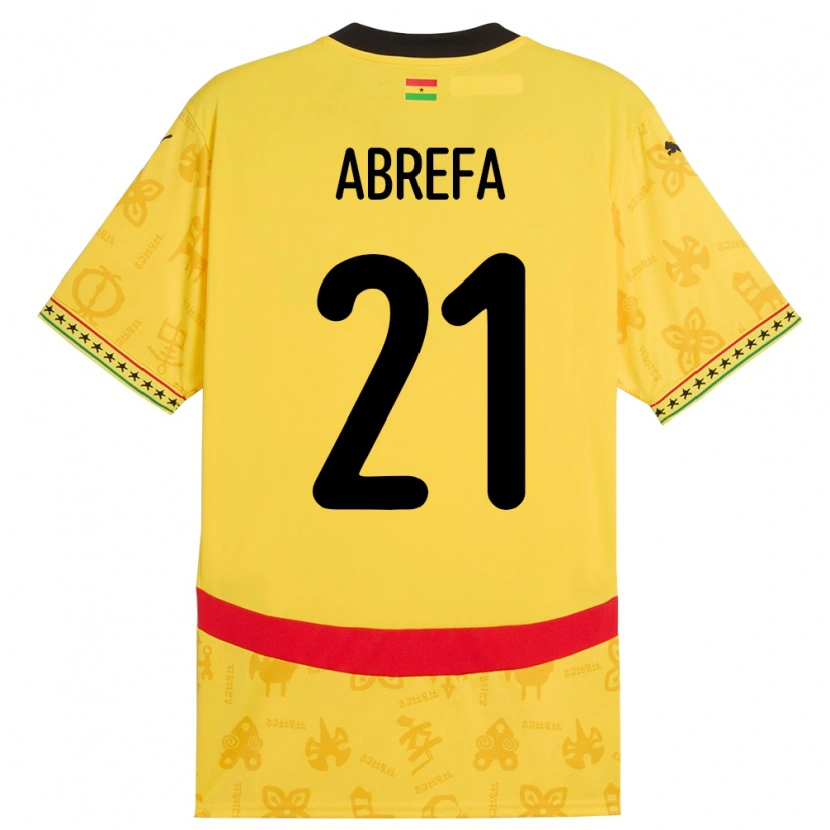 Danxen Femme Maillot Ghana Kelvin Abrefa #21 Jaune Tenues Extérieur 24-26 T-Shirt