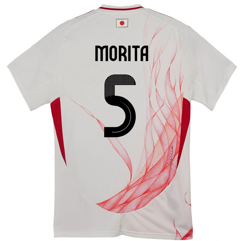 Danxen Femme Maillot Japon Hidemasa Morita #5 Blanc Tenues Extérieur 24-26 T-Shirt