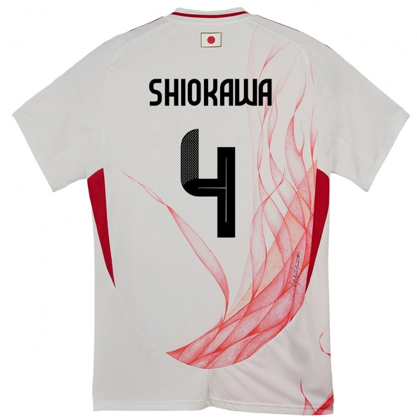 Danxen Femme Maillot Japon Harumichi Shiokawa #4 Blanc Tenues Extérieur 24-26 T-Shirt