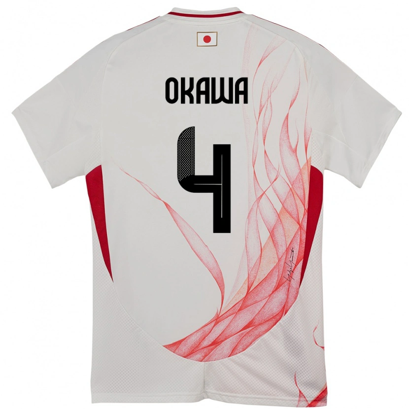 Danxen Femme Maillot Japon Yugo Okawa #4 Blanc Tenues Extérieur 24-26 T-Shirt