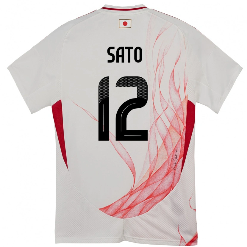 Danxen Femme Maillot Japon Rikuto Sato #12 Blanc Tenues Extérieur 24-26 T-Shirt