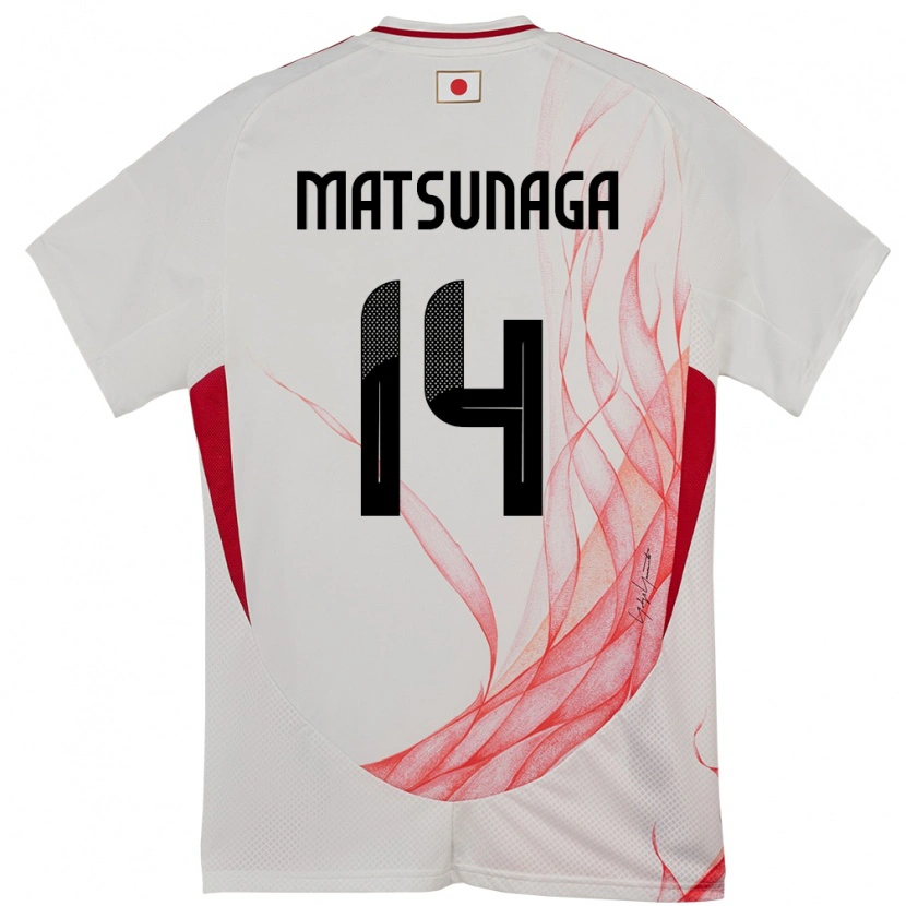 Danxen Femme Maillot Japon Kaito Matsunaga #14 Blanc Tenues Extérieur 24-26 T-Shirt