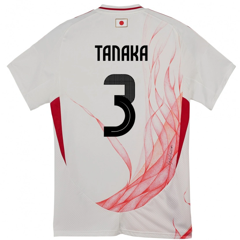 Danxen Femme Maillot Japon Hayato Tanaka #3 Blanc Tenues Extérieur 24-26 T-Shirt