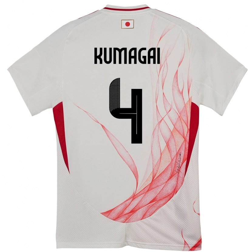 Danxen Femme Maillot Japon Saki Kumagai #4 Blanc Tenues Extérieur 24-26 T-Shirt
