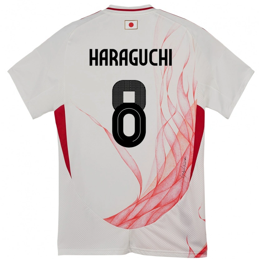 Danxen Femme Maillot Japon Genki Haraguchi #8 Blanc Tenues Extérieur 24-26 T-Shirt