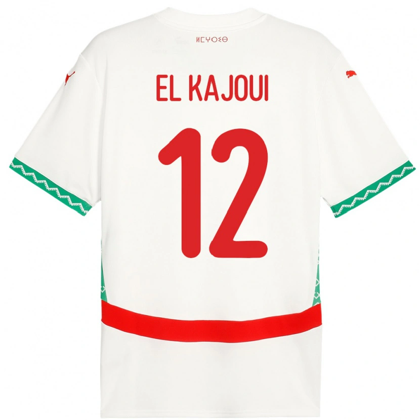 Danxen Femme Maillot Maroc Munir El Kajoui #12 Blanc Tenues Extérieur 24-26 T-Shirt
