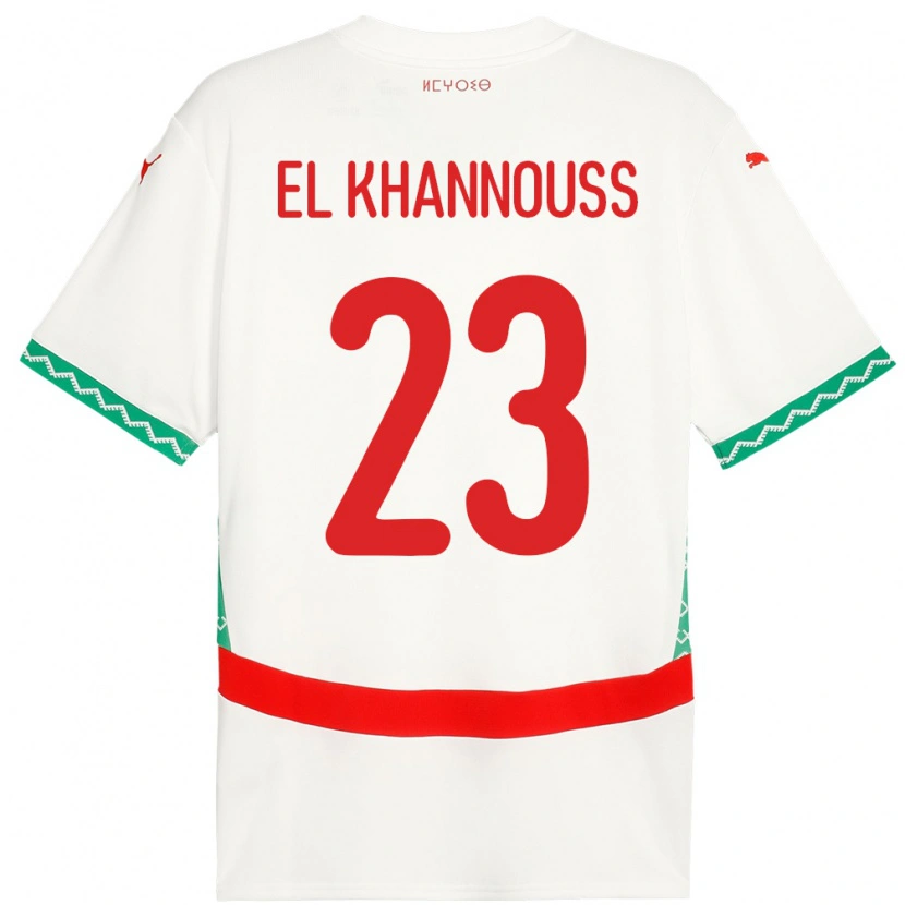 Danxen Femme Maillot Maroc Bilal El Khannouss #23 Blanc Tenues Extérieur 24-26 T-Shirt