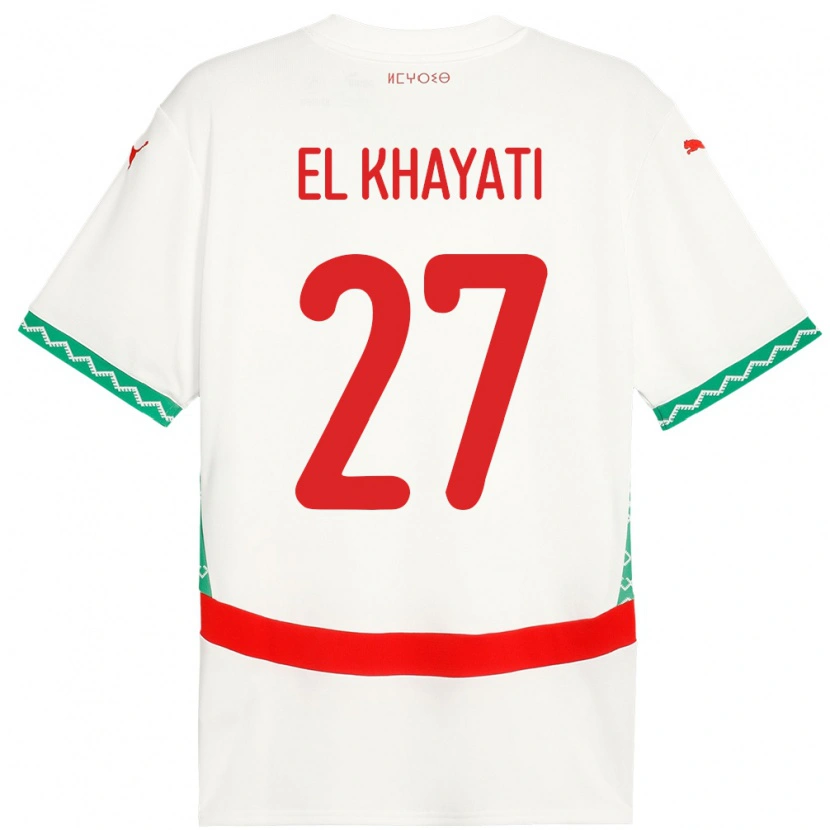 Danxen Femme Maillot Maroc Ayoub El Khayati #27 Blanc Tenues Extérieur 24-26 T-Shirt