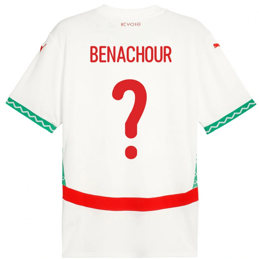 Danxen Femme Maillot Maroc Illyès Benachour #0 Blanc Tenues Extérieur 24-26 T-Shirt
