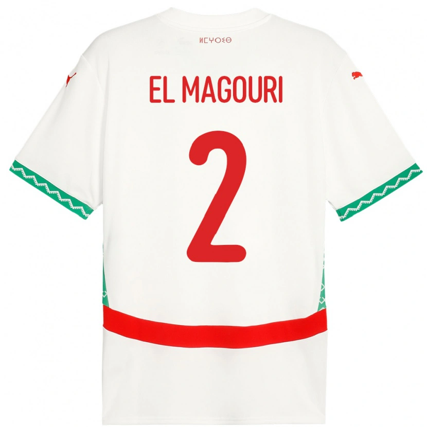 Danxen Femme Maillot Maroc Anas El Magouri #2 Blanc Tenues Extérieur 24-26 T-Shirt