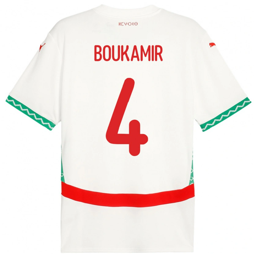 Danxen Femme Maillot Maroc Mehdi Boukamir #4 Blanc Tenues Extérieur 24-26 T-Shirt