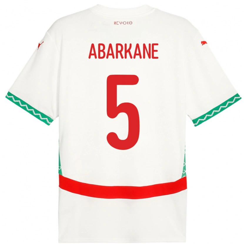 Danxen Femme Maillot Maroc Ahmed Abarkane #5 Blanc Tenues Extérieur 24-26 T-Shirt