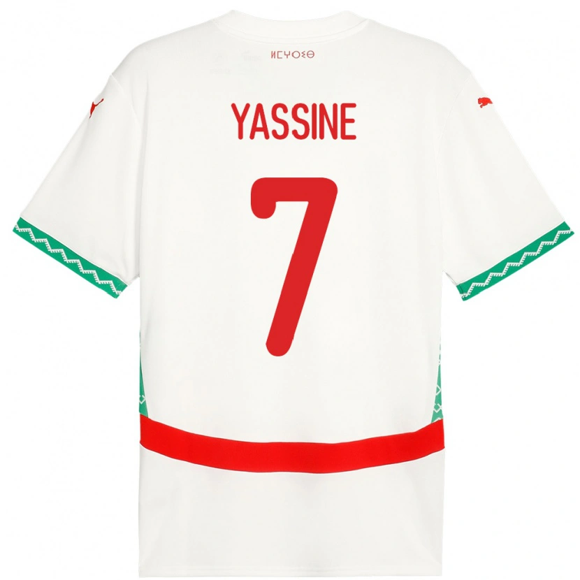 Danxen Femme Maillot Maroc Gessime Yassine #7 Blanc Tenues Extérieur 24-26 T-Shirt