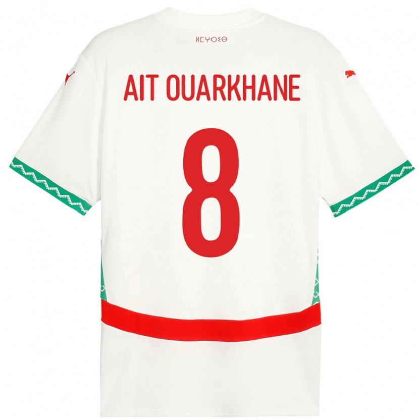 Danxen Femme Maillot Maroc Khalid Aït Ouarkhane #8 Blanc Tenues Extérieur 24-26 T-Shirt