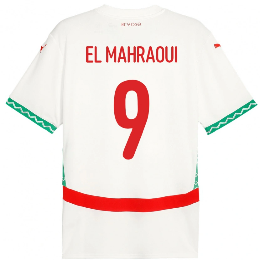 Danxen Femme Maillot Maroc Anas El Mahraoui #9 Blanc Tenues Extérieur 24-26 T-Shirt