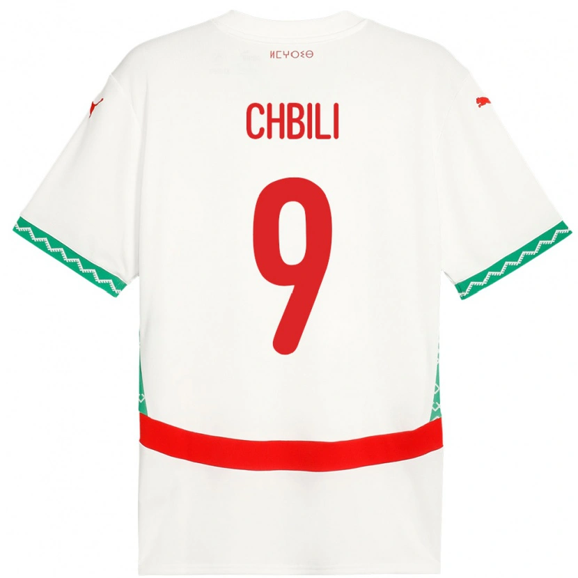 Danxen Femme Maillot Maroc Ismail Chbili #9 Blanc Tenues Extérieur 24-26 T-Shirt