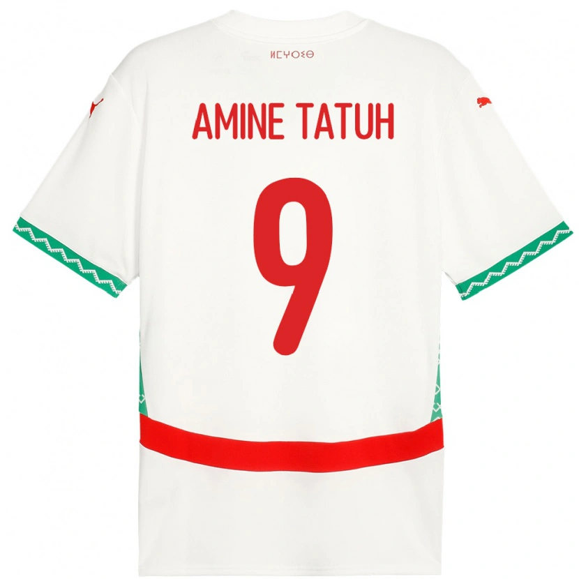 Danxen Femme Maillot Maroc Mohammed Amine Tatuh #9 Blanc Tenues Extérieur 24-26 T-Shirt
