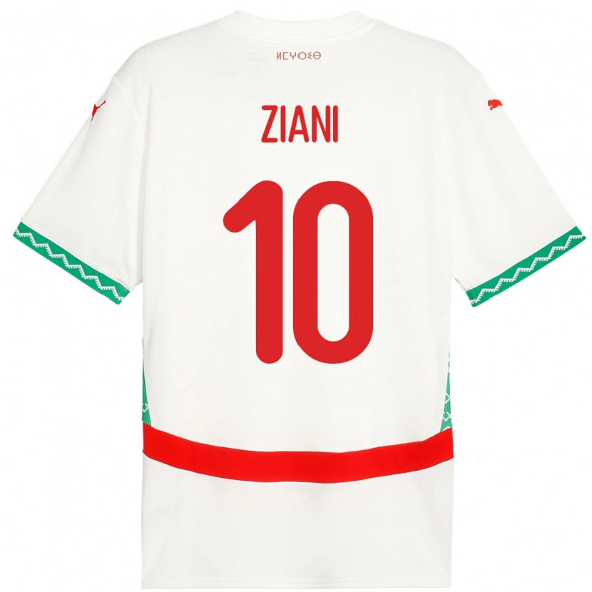 Danxen Femme Maillot Maroc Ismael Ziani López #10 Blanc Tenues Extérieur 24-26 T-Shirt