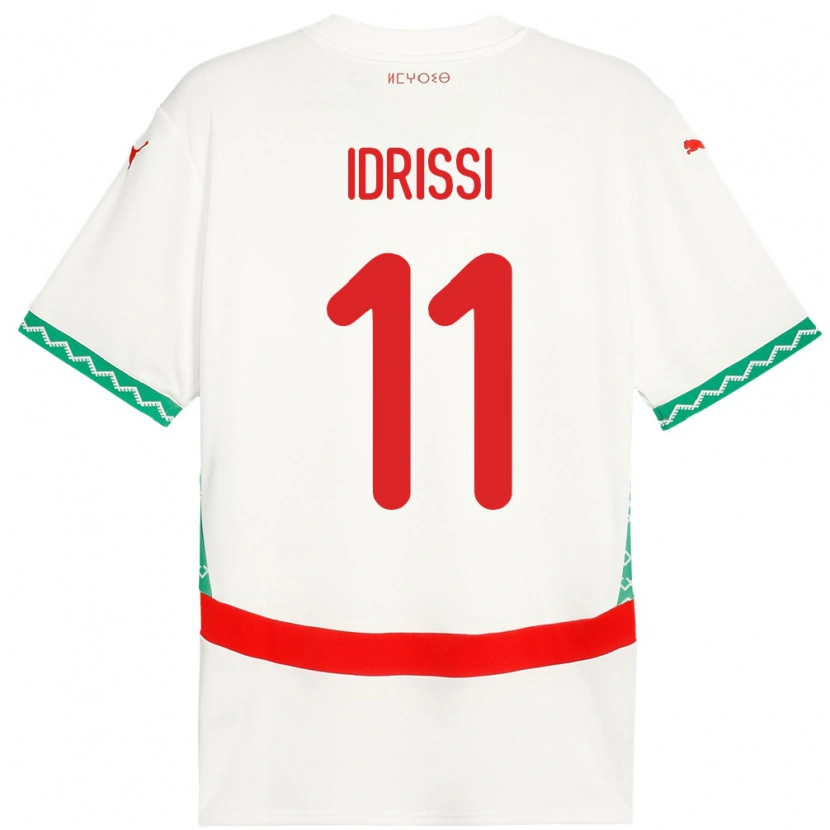 Danxen Femme Maillot Maroc Yahya Idrissi #11 Blanc Tenues Extérieur 24-26 T-Shirt