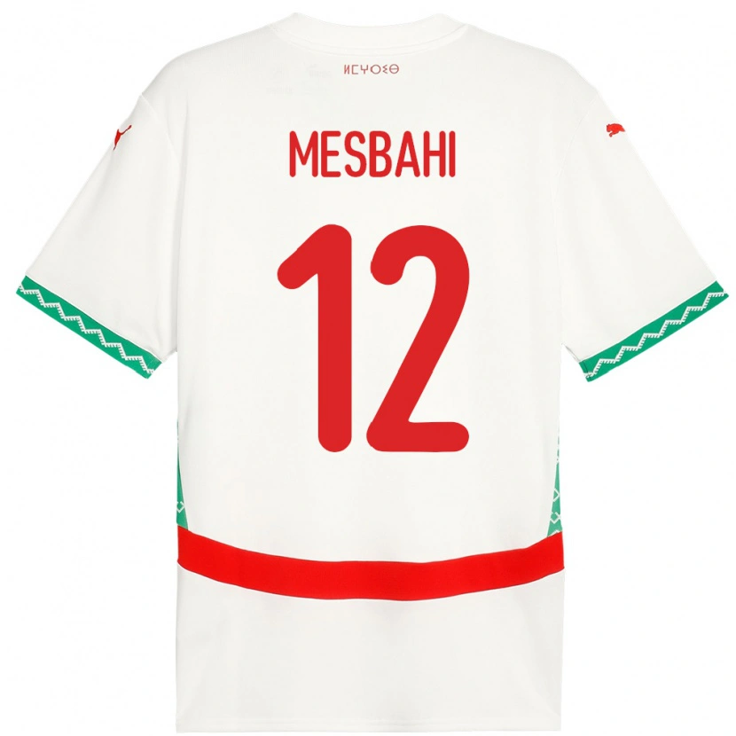 Danxen Femme Maillot Maroc Hakim Mesbahi #12 Blanc Tenues Extérieur 24-26 T-Shirt