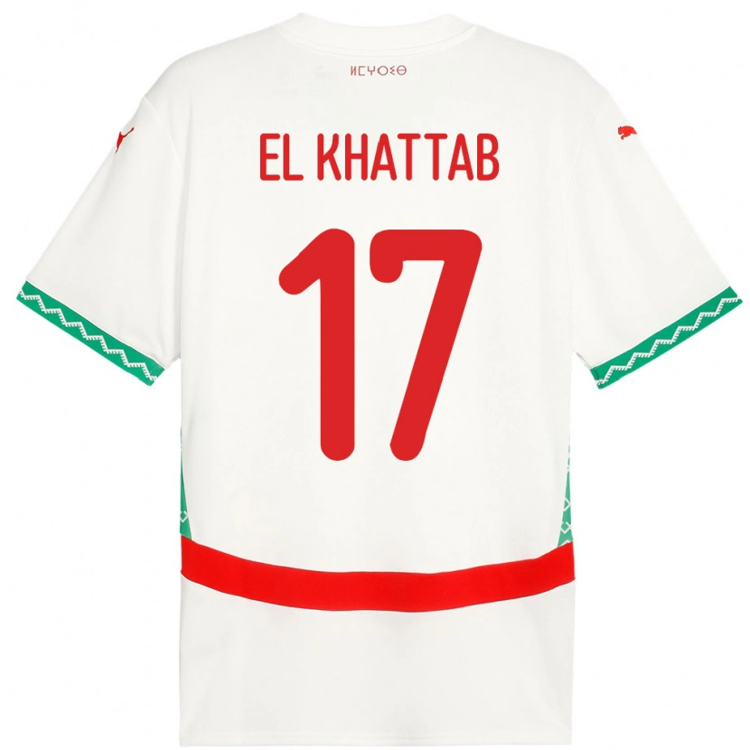Danxen Femme Maillot Maroc Omar El Khattab #17 Blanc Tenues Extérieur 24-26 T-Shirt