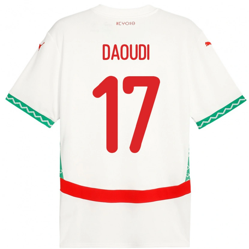 Danxen Femme Maillot Maroc Abdelali Daoudi #17 Blanc Tenues Extérieur 24-26 T-Shirt
