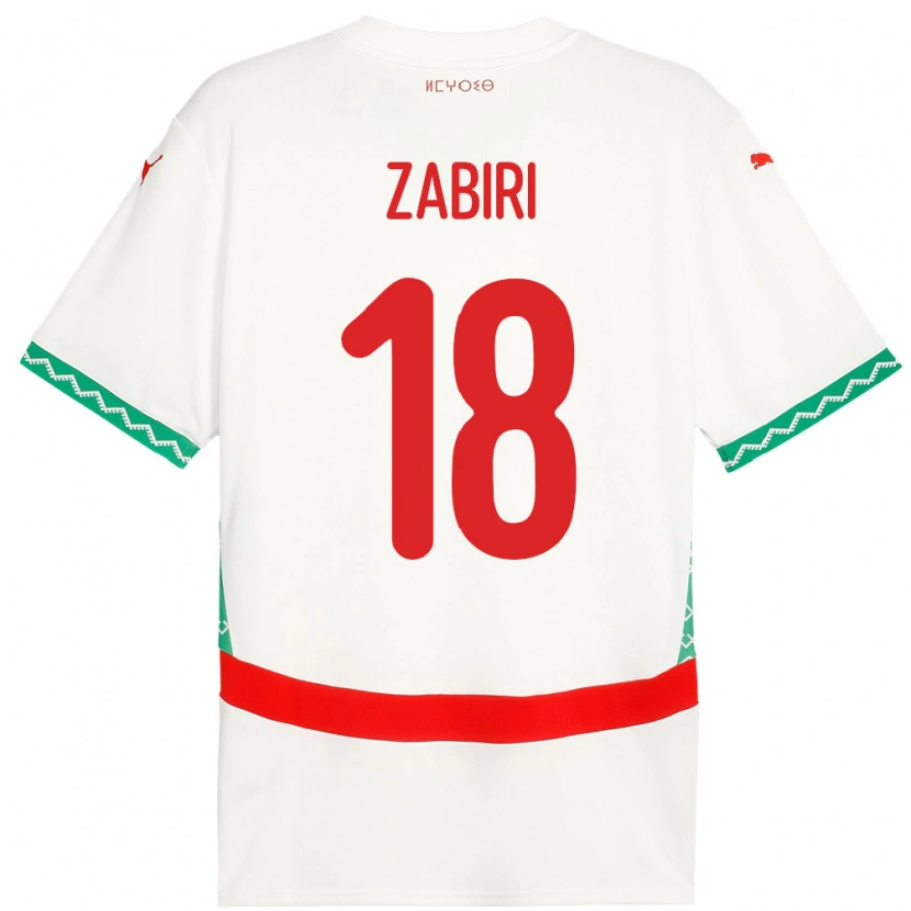 Danxen Femme Maillot Maroc Yassir Zabiri #18 Blanc Tenues Extérieur 24-26 T-Shirt