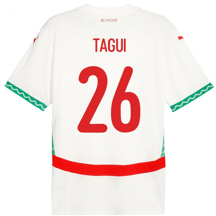 Danxen Femme Maillot Maroc Salah-Eddine Tagui #26 Blanc Tenues Extérieur 24-26 T-Shirt