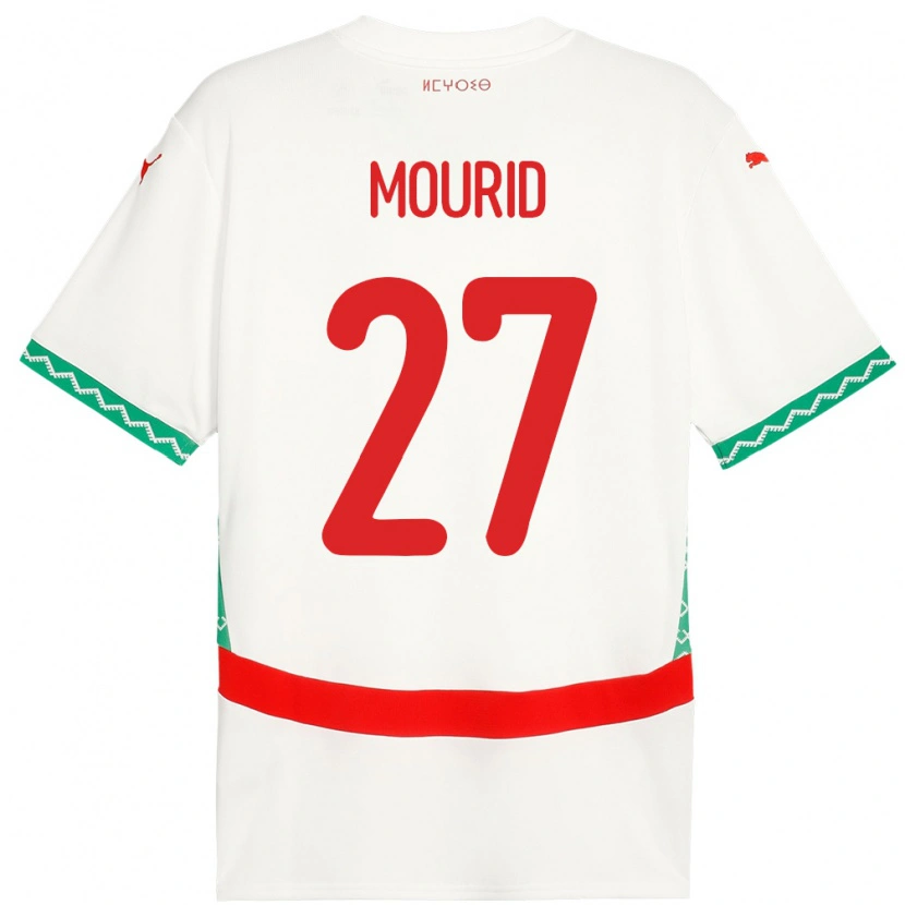 Danxen Femme Maillot Maroc Aymane Mourid #27 Blanc Tenues Extérieur 24-26 T-Shirt