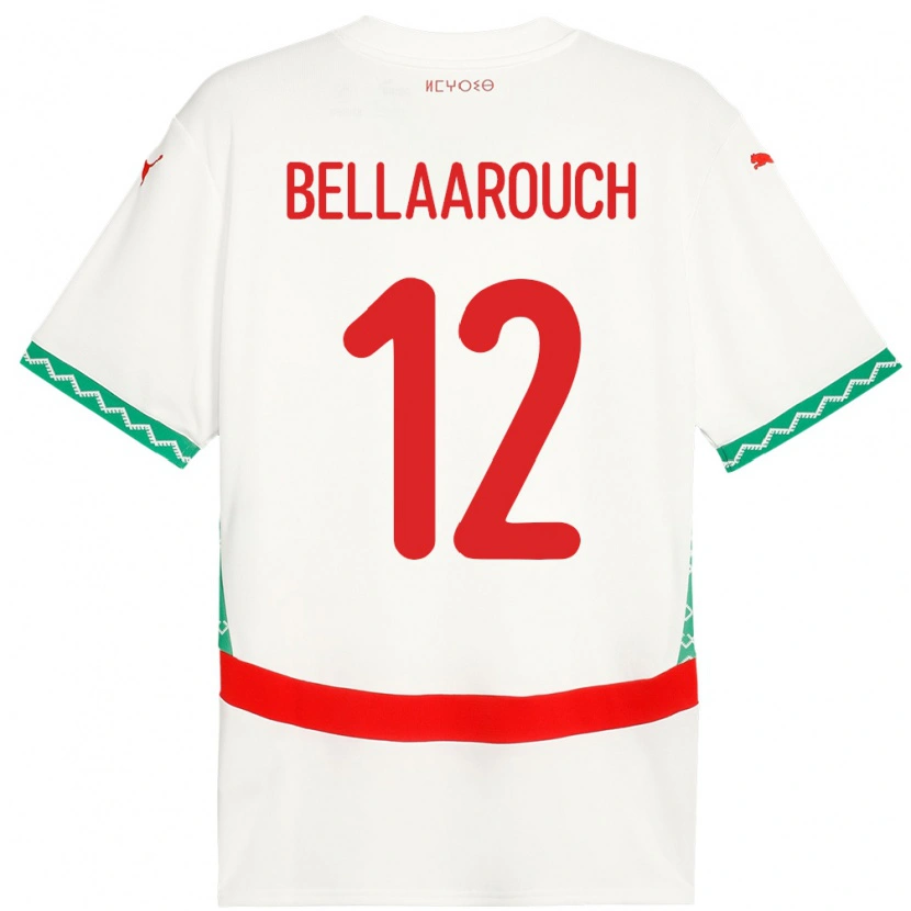 Danxen Femme Maillot Maroc Alaa Bellaarouch #12 Blanc Tenues Extérieur 24-26 T-Shirt
