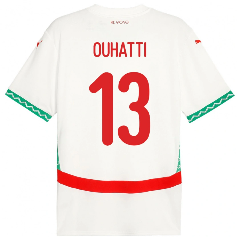 Danxen Femme Maillot Maroc Aymane Ouhatti #13 Blanc Tenues Extérieur 24-26 T-Shirt