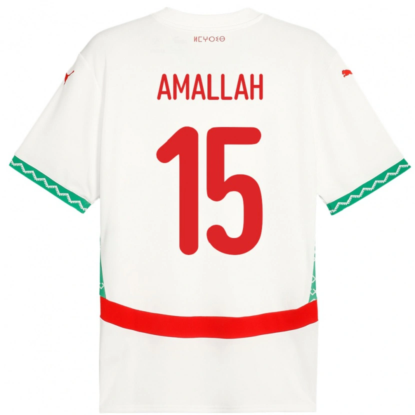 Danxen Femme Maillot Maroc Selim Amallah #15 Blanc Tenues Extérieur 24-26 T-Shirt