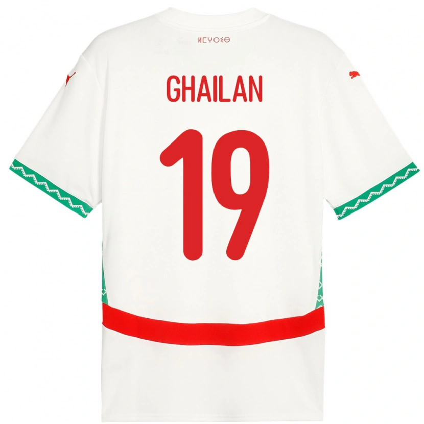Danxen Femme Maillot Maroc Zacarias Ghailan #19 Blanc Tenues Extérieur 24-26 T-Shirt