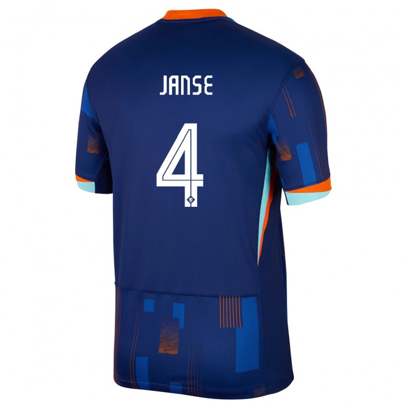 Danxen Femme Maillot Pays-Bas Dies Janse #4 Bleu Tenues Extérieur 24-26 T-Shirt