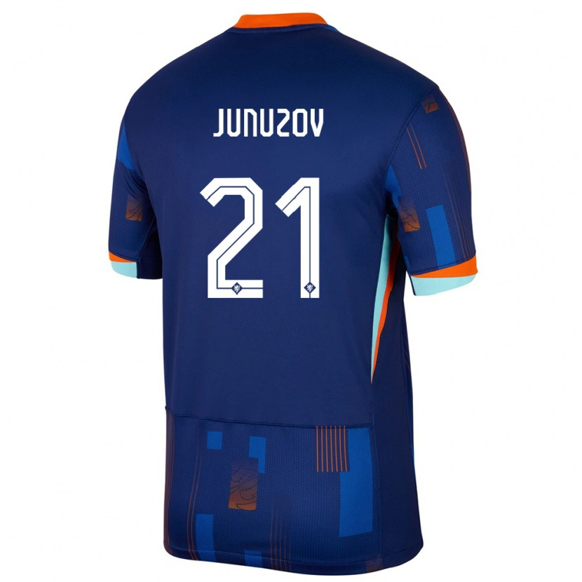 Danxen Femme Maillot Pays-Bas Melih Junuzov #21 Bleu Tenues Extérieur 24-26 T-Shirt