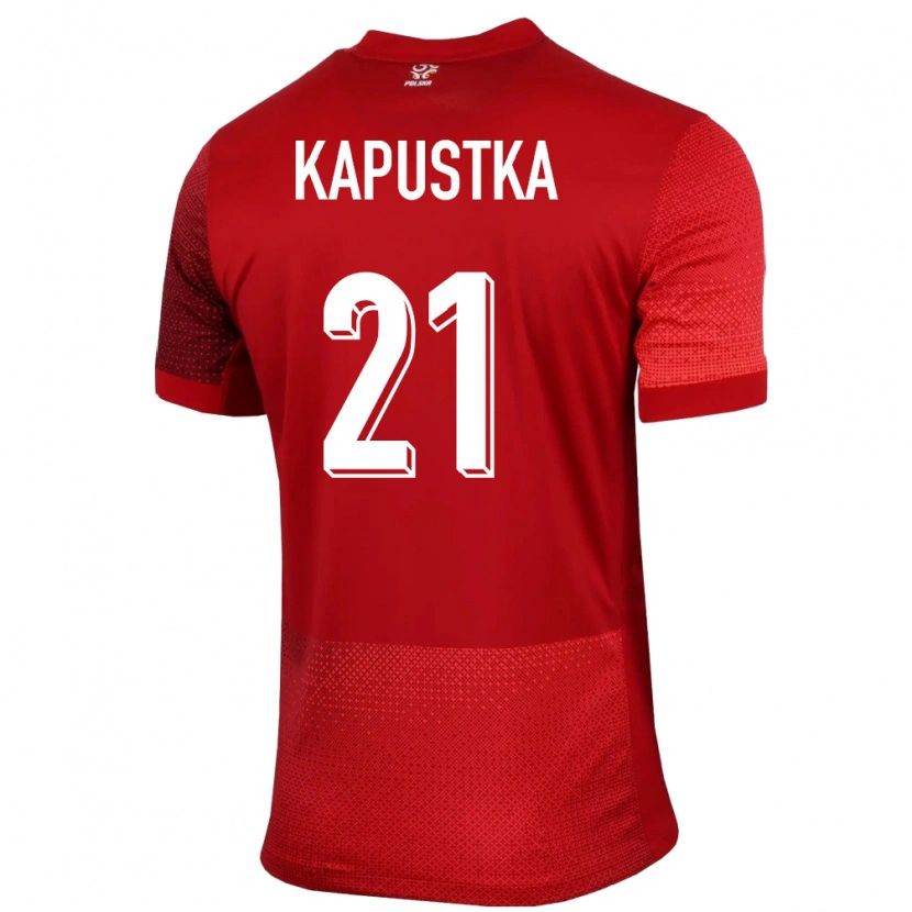 Danxen Femme Maillot Pologne Bartosz Kapustka #21 Rouge Tenues Extérieur 24-26 T-Shirt