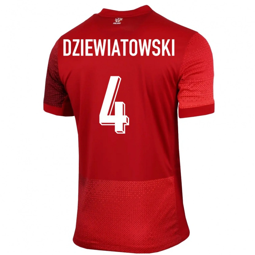 Danxen Femme Maillot Pologne Mateusz Dziewiatowski #4 Rouge Tenues Extérieur 24-26 T-Shirt