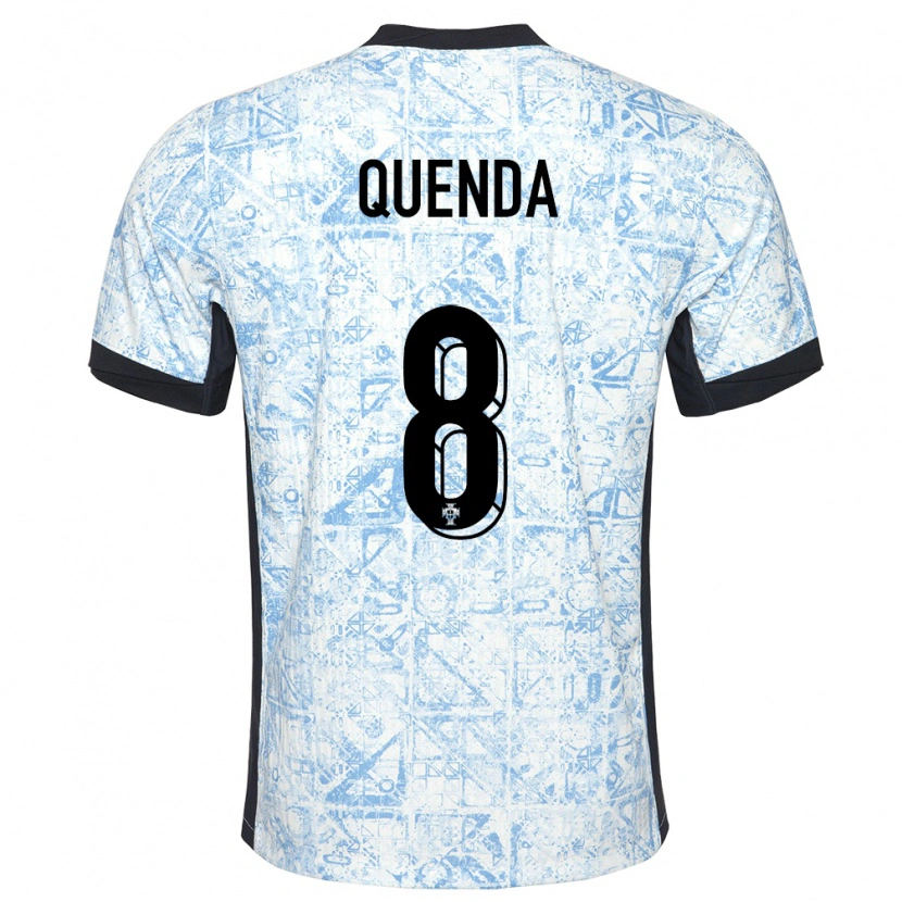 Danxen Femme Maillot Portugal Geovany Quenda #8 Bleu Crème Tenues Extérieur 24-26 T-Shirt