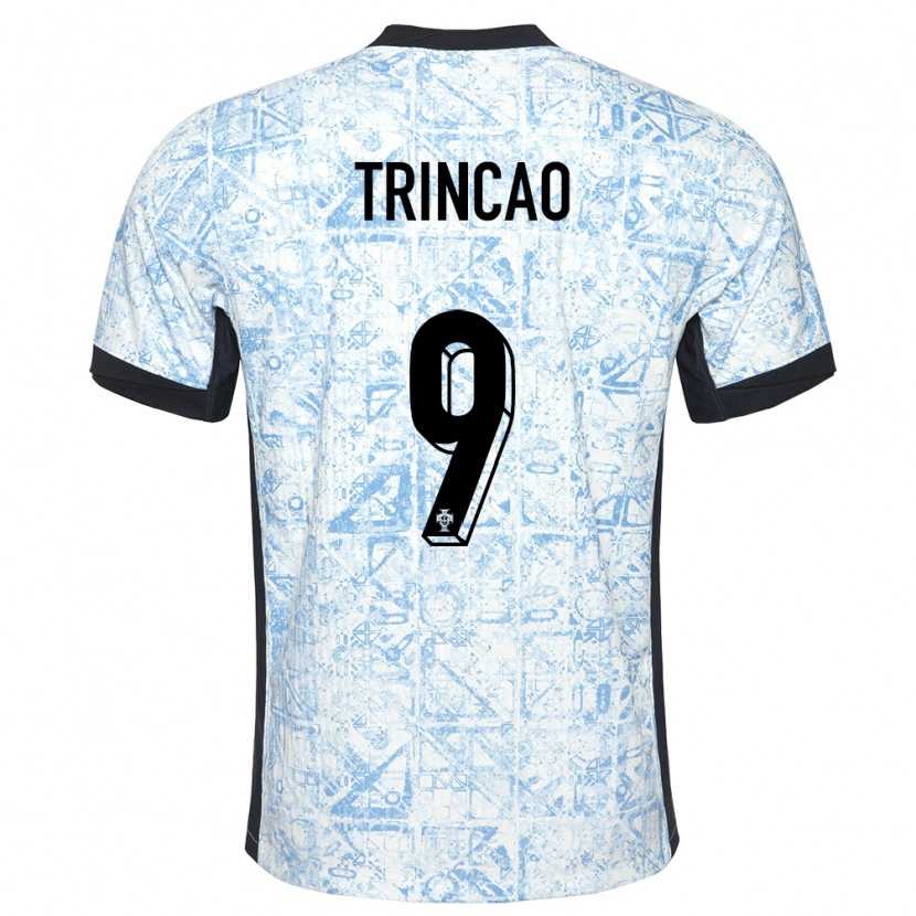 Danxen Femme Maillot Portugal Trincão #9 Bleu Crème Tenues Extérieur 24-26 T-Shirt