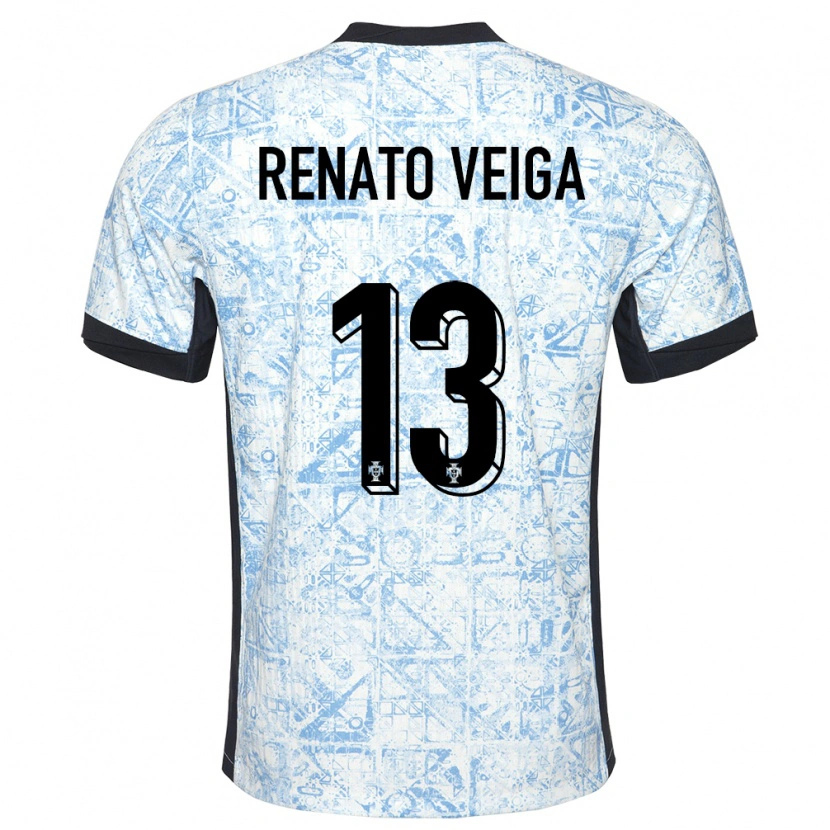 Danxen Femme Maillot Portugal Renato Veiga #13 Bleu Crème Tenues Extérieur 24-26 T-Shirt