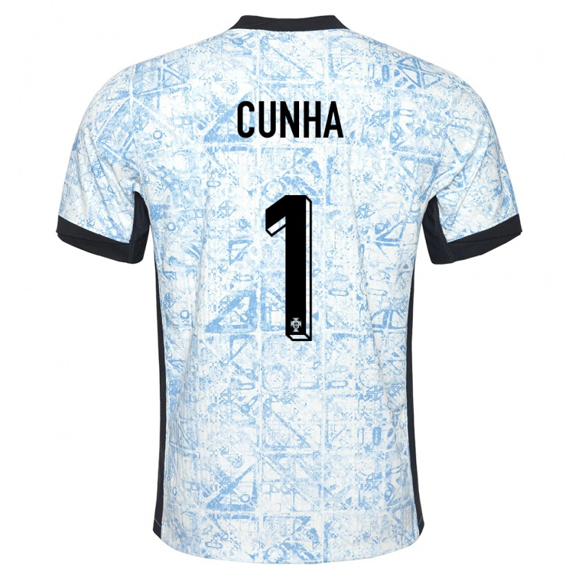 Danxen Femme Maillot Portugal Romário Cunha #1 Bleu Crème Tenues Extérieur 24-26 T-Shirt
