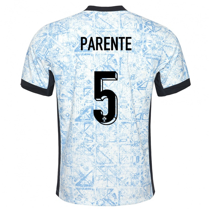 Danxen Femme Maillot Portugal Tiago Parente #5 Bleu Crème Tenues Extérieur 24-26 T-Shirt