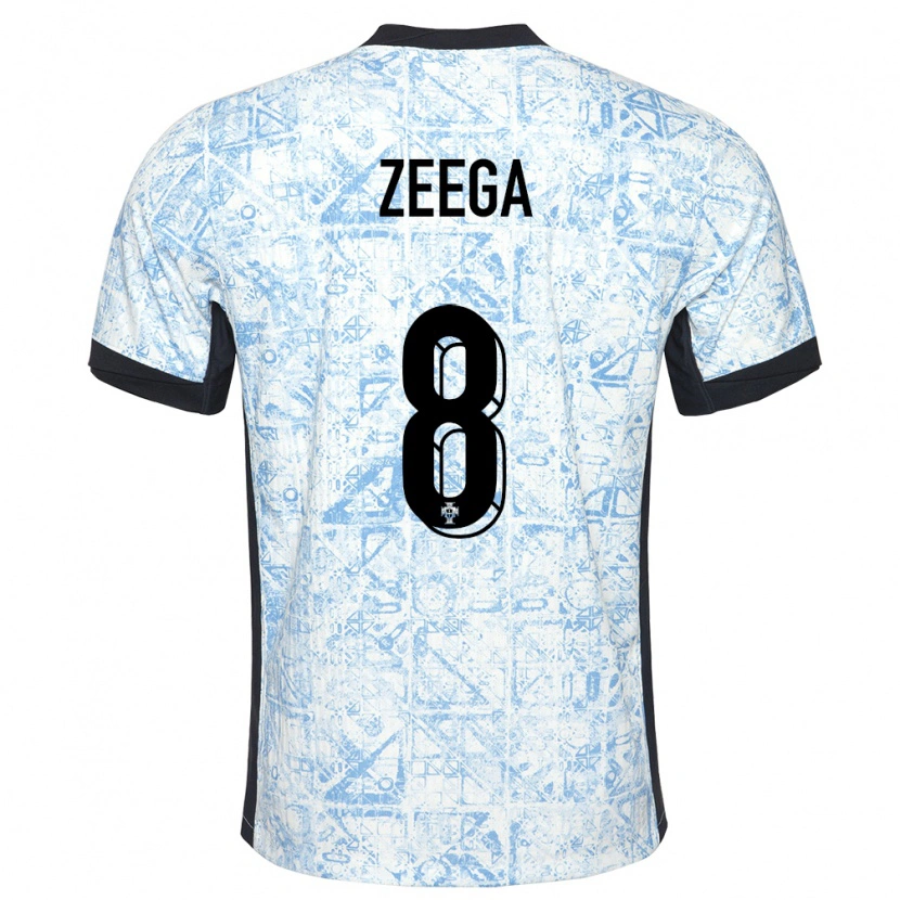Danxen Femme Maillot Portugal Zeega #8 Bleu Crème Tenues Extérieur 24-26 T-Shirt
