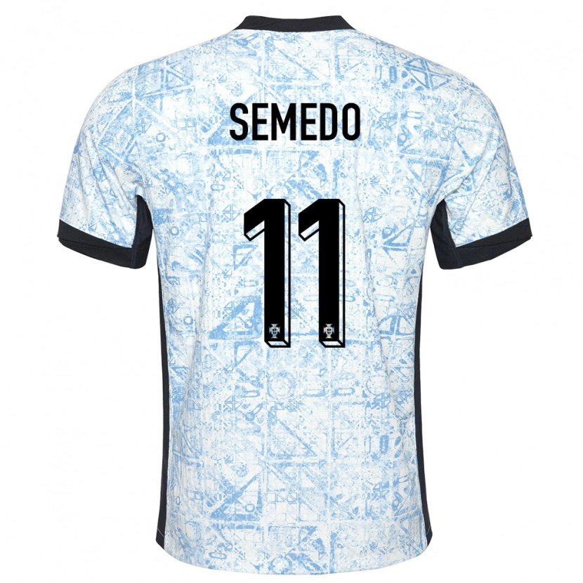 Danxen Femme Maillot Portugal Vivaldo Semedo #11 Bleu Crème Tenues Extérieur 24-26 T-Shirt